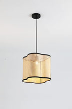 Gal - Mid Century Bohemian Pendant Light Fixture PVC Rattan Shade and Velvet Rim for Bed Dining, Kitchen, Living Room, Beige - color: Gal