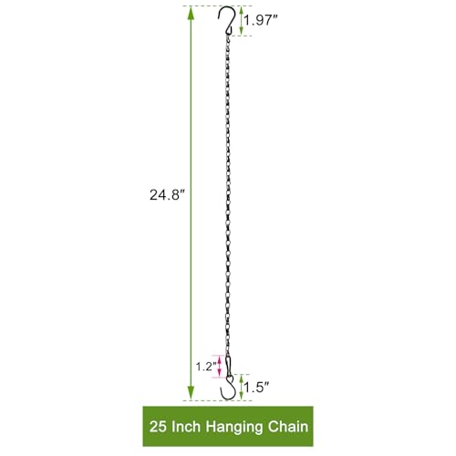 Chain for Hanging Plants,25 Inch Black Hanging Chain Basket Kits with Hooks for Bird Feeder Plant Extender Porch Wind Chime (Black, 25 Inch-4PCS) - color: Black, size: 25 Inch-4PCS