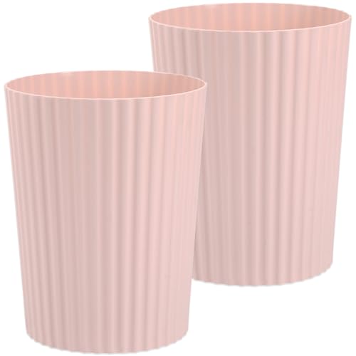 JiatuA Small Trash Can Plastic Wastebasket Round Garbage Container Bin for Bathroom, Kitchen, Bedroom, Home Office, College Dorm, Pink 2 Pack - color: Pink, size: 1.8 Gallons, 2 Pack