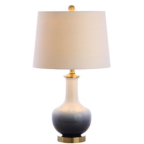 JONATHAN Y JYL3019A Gradient 25" Ceramic/Brass LED Table Lamp Contemporary Traditional Bedside Desk Nightstand Lamp for Bedroom Living Room Office College Bookcase LED Bulb Included, White/Navy - color: White/Navy