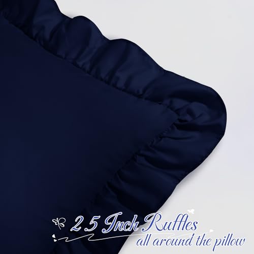 Navy Blue Ruffle Body Pillow Cover 20x54 Inch, Ruffled Long Pillowcase for Couch Sofa Bed, Decorative Farmhouse Body Pillow Shams, Pack of 1 - color: Navy Blue, size: 54" x 20" (Pack of 1)