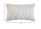 Fennco Styles Handcrafted Tufted Geometric Decorative Lumbar Throw Pillow Cover & Insert 12" W x 20" L - White Cushion for Home, Couch, Living Room, Bedroom, Living Room, Office Décor - style: 12 Inchx20 Inch Pillow Cover + Insert
