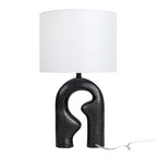 Modern Abstract Sculptural Table Lamp with Drum Shade, Black and White - color: Black