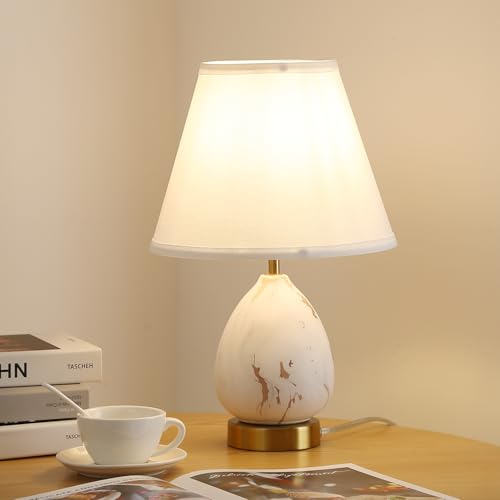Modern Ceramic Table Lamps for Nightstand, Touch 3-Way Dimmable Small Bedroom Lamp for Night Stands, Living Room, Kids Room,Kitchen - color: Gold