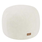 MeMoreCool Stuffed Round Pouf Ottoman Foot Rest, Floor Pouf Foot Stool with Soft Foam Chunk Filling, Small Round Ottoman Footstool Circle Footrest for Living Room, Beige - color: Teddy Beige