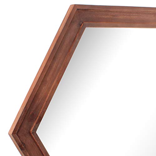 Stonebriar Decorative 24" Hexagon Wall Mirror with Redwood Frame and Attached Hanging Bracket, Decorative Country Rustic Decor for The Living Room, Bedroom, Bathroom, Hallway, and Entryway - color: Redwood