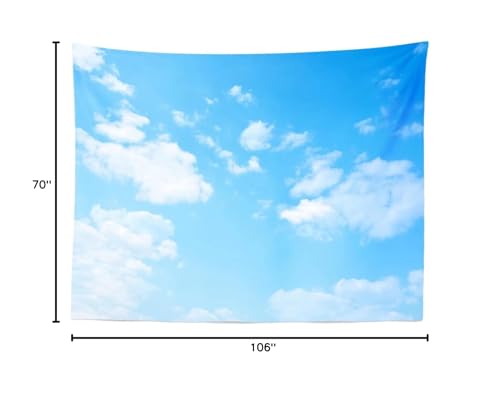 BELECO Light Blue Sky Tapestry Backdrop 106x70 Inch Sky Clouds Tapestries Ceiling Wall Bedroom Living Room Dorm Home Decor - size: 106"L x 70"W