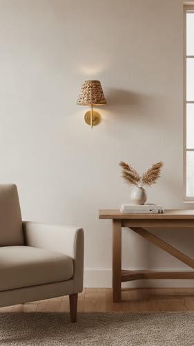 Aspen Creative 51004 Empire Clip On Chandelier Water Hyacinth Lamp Shade, 3" Top x 6" Bottom x 4-3/4" Slant Height - color: Water Hyacinth