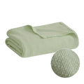 Madison Park Farmhouse Blanket,100% Cotton Luxuriously Soft Fresh Spun Farmhouse Basketweave Blanket Breathable All Seasons Lightweight Blanket for Bed, Couch and Office, Twin, Green - color: Green, size: Twin