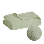 Madison Park Farmhouse Blanket,100% Cotton Luxuriously Soft Fresh Spun Farmhouse Basketweave Blanket Breathable All Seasons Lightweight Blanket for Bed, Couch and Office, Full/Queen, Green - color: Green, size: Full/Queen