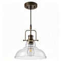 WILON Pendant Lights Kitchen Island Lighting, 11" Rust-Coloured Farmhouse Hanging Light Fixture, Kitchen Pendant Lighting Over Island Clear Glass Shade for Dining Hallway Entryway Bar - color: Rust-Colo
