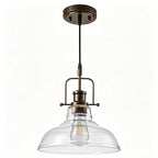WILON Pendant Lights Kitchen Island Lighting, 11" Rust-Coloured Farmhouse Hanging Light Fixture, Kitchen Pendant Lighting Over Island Clear Glass Shade for Dining Hallway Entryway Bar - color: Rust-Colo