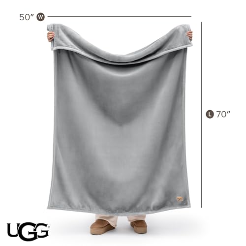 UGG Coco Plush Fleece Throw Blanket – Soft & Cozy Blanket for Couch, Bed & Sofa, Perfect for Home Decor, House Warming Gifts or Luxurious Birthday Gifts for Women, 50" x 70", Seal Gray - color: Gray