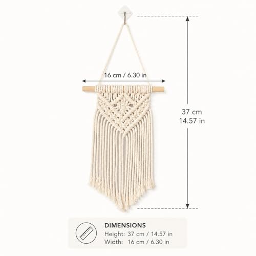 LUOZZY Macrame Wall Hanging Woven Tapestry Bohemian Style Macrame Hanging Decoration for Home Bedroom Livingroom Dorm Room Decoration, 14.6"x6.3"