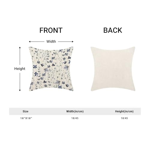 Spring Blue Floral Throw Pillow Covers 18x18 Set of 2, Flower Print Linen Decorative Pillow Covers Watercolor Branch Decoration Outdoor Cushion Cover Blue Floral Pillowcase for Sofa Couch Farmhouse - color: Spring Flower1, size: 18" x 18" (Pack of 2)