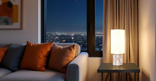 Cruiser’s Caché 18" Contemporary Contemporary Agate Table Lamp, Natural Color with Handloomed Fabric Lampshade - style: Contemporary Agate
