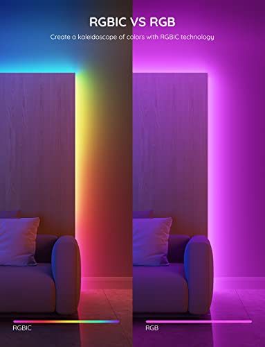 Govee RGBIC LED Strip Lights, 65.6ft Smart LED Lights for Bedroom, Bluetooth LED Strip Lights APP Control, DIY Multiple Colors on One Line, Color Changing LED Lights for Home Decor - size: 65.6ft