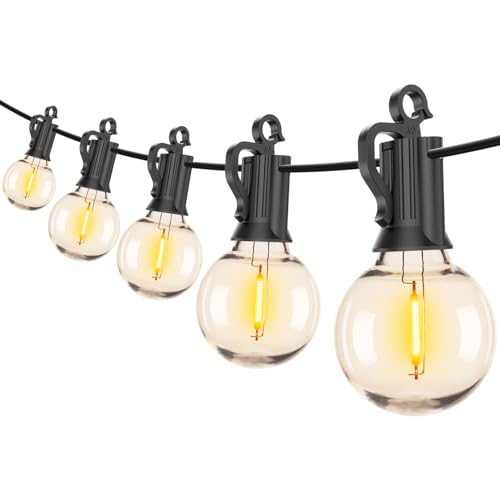 Brightown (2 Pack Outdoor String Lights - Globe Patio Lights 35 Ft with 30 G40 Shatterproof Bulbs, Waterproof Connectable Commercial Hanging Light for Backyard Bistro Porch Cafe Deck - color: Black, size: 35FT 2PC