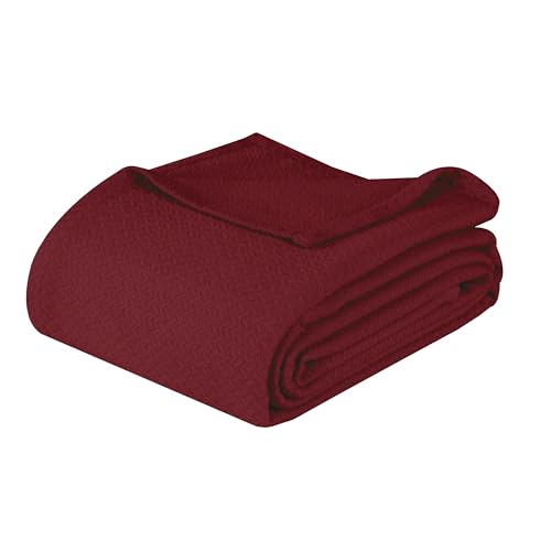 Superior Nobel Cotton Blanket, for Picnic, Beach, Traveling or Camping, Bedroom Essentials, Cover for Bed, Couch, Lounging, Textured Jacquard, Classic Chevron Woven Blanket, Throw, Burgundy - color: Burgundy, size: Throw