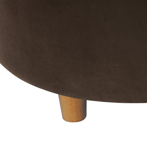 HomePop 28" Button Tufted Velvet Round Storage Ottoman - Chocolate Brown Velvet - color: Chocolate Brown Velvet