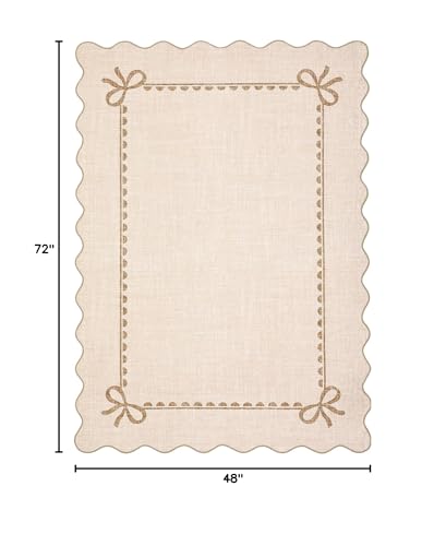 GarveeHome Scalloped Bow Rug for Living Room, Solid Beige Rug for Dorm, Washable Rugs 4x6 Soft Low Pile Non Slip Scalloped Rugs for Nursery Bedroom Decor Hallway Kids Room Playroom - color: Beige, size: 4' x 6' (Rectangular)