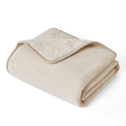 Bedsure Cat Blanket for Indoor Cats - Waterproof Calming Cat Blankets for Kitten, Sherpa Fleece Pet Blanket, Soft Plush Reversible Throw Furniture Protector, 35"x25", Cream - color: Cream, size: S(25x35")