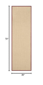 SAFAVIEH Natural Fiber Collection Runner Rug - 2'6" x 6', Maize & Burgundy, Sisal, Woven Design with Border (NF141D) - color: Maize/Burgundy, size: 2'6" x 6' (Runner)