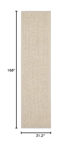 SAFAVIEH Natural Fiber Collection Runner Rug - 2'6" x 14', Marble, Sisal, Woven Design with Border (NF525C) - color: Marble, size: 2'6" x 14' (Runner)