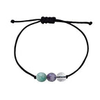 BOHO GARDEN Healing Bead Bracelets - Spiritual Crystal Beaded Bracelet - Made of 3 Real & Natural Gemstones, Adjustable 3-9.7” Black Rope - Gem Stones Jewelry for Men, Women, Teens (13+) - 8mm Bead - color: EmotionalHealing