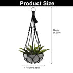 2 Pack Macrame Hanging Planters - Stylish Plant Hangers Crochet Boho Plant Holder Hanging Plant Basket for Up to 8 Inch Pots(Black, Without Patterns) - color: Black, Without Patterns