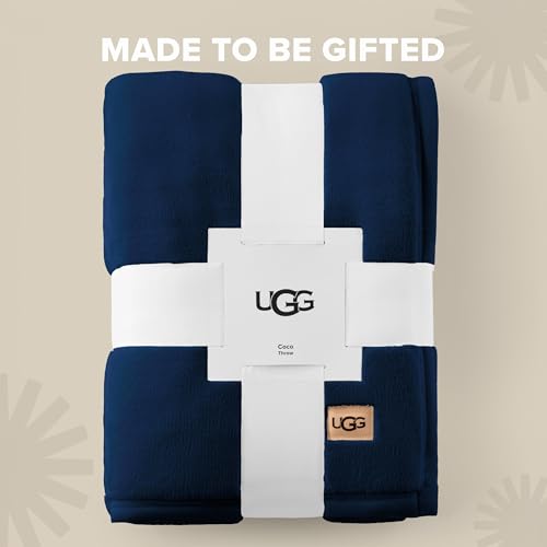 UGG Coco Throw Blanket – Soft & Cozy Luxury Blanket for Couch, Warm Graduation Gifts or Teacher Birthday Gifts for Men Dad Him, 50" x 70", Dark Blue - color: Dark Blue