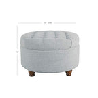 HomePop 25" Button Tufted Round Storage Ottoman - Light Blue - color: Light Blue