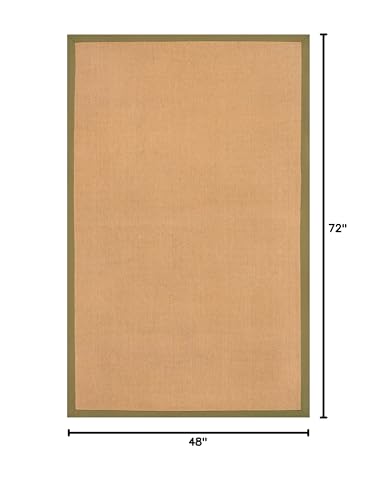 JONATHAN Y Border Jute Indoor Area Rug Natural/Olive 4X6 ft, Camden Farmhouse Cottage for Living Room, Bedroom, Kitchen, Office, Easy-Cleaning, High Traffic, Pet-Friendly, Non-Shedding KTN100E-4 - color: Natural/Olive, size: 4' x 6' (Rectangular)