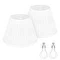 Small Pleated Lamp Shades Set of 2, White Empire Lamp Shades, 5.5" Top x 10" Bottom x 6.6" High, Small Lamp Shades for Table Lamps, Bedside Lamps, Wall Sconces, Spider, Bulb Clip Adapters Included - color: Pleated White