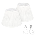 Small Pleated Lamp Shades Set of 2, White Empire Lamp Shades, 5.5" Top x 10" Bottom x 6.6" High, Small Lamp Shades for Table Lamps, Bedside Lamps, Wall Sconces, Spider, Bulb Clip Adapters Included - color: Pleated White