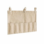 No Drill Canvas Wall Organizer with Mounting Clips, Hanging Pocket Organizer with Wooden Rod, Fabric Wall Storage for Bedroom, Bathroom, Entryway(Large) - size: Large