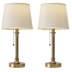 Oneach 19.5” Warm Gold Table Lamps Set of 2, Pull Chain Switch Bedside Table Lamps, Modern Nightstand Lamp with Linen Shade, Small Desk Lamp for Living Room, Bedroom, Home Office, Nursery - color: Warm Gold-2Pack
