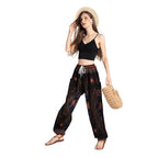 Tranquil Threads Women's Harem Pants with Pockets and Drawstring, Hippie Boho Yoga Clothes - color: Black Feather, size: Medium