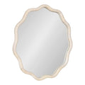 Kate and Laurel Rahfy Boho Scalloped Round Rattan Mirror, 32 Inch Diameter, White, Decorative Round Wavy Mirror with Authentic Rattan Frame for Boho Wall Decor