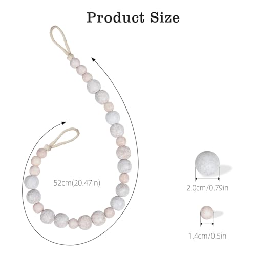 Hion 4 Pcs Boho Curtain Tiebacks,Wood Beads Curtain Holdbacks,Outdoor Farmhouse Tie Backs for Curtains,Curtain Holders for Drapes Home Office Decor with Hooks(White Washed) - color: White Washed, size: 4 Pack