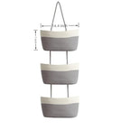 3-Tier Woven Cotton Rope Hanging Basket, Over the Door Organizer, Adjustable Detachable Wall Basket with Metal & Adhesive Hooks, No Drilling for Farmhouse, Boho Home and Wall Decor - style: White&Grey