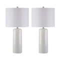 Signature Design by Ashley Steuben Textured Ceramic Table Lamp, 2 Count Lamps, 25", Solid White - color: White