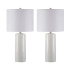 Signature Design by Ashley Steuben Textured Ceramic Table Lamp, 2 Count Lamps, 25", Solid White - color: White