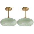 Milk Glass Ceiling Light Semi Flush Mount Ceiling Lights fixtures with Milk Green Glass Shade Mid Century Modern Flush Mount Lighting Gold Brass Close to Lamp for Hallway Kitchen Sink - color: Milk Green 2