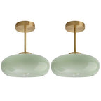 Milk Glass Ceiling Light Semi Flush Mount Ceiling Lights fixtures with Milk Green Glass Shade Mid Century Modern Flush Mount Lighting Gold Brass Close to Lamp for Hallway Kitchen Sink - color: Milk Green 2