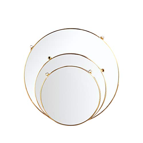 LONGWIN Hanging Wall Circle Mirror Decor Gold Geometric Mirror with Chain for Bathroom Bedroom Living Room 15.7" - size: 15.7"L x 15.7"W