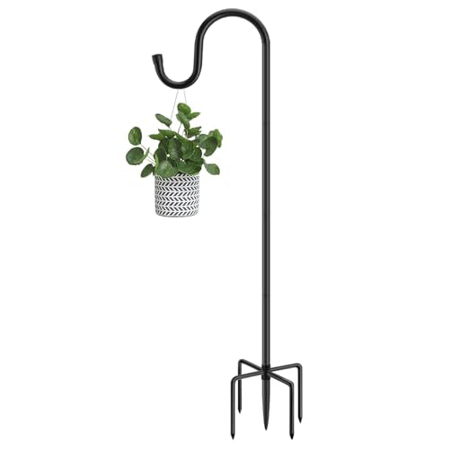 ANIDEER 48" Shepherds Hooks for Outdoor, Heavy Duty Garden Bird Feeder Pole for Hanging Bird Feeder, Plant Baskets, Solar Light Lanterns, Outdoor Plant Hanger Hook with 5 Base Prongs,1 Packs - size: 48 Inch, style: 1 Pack