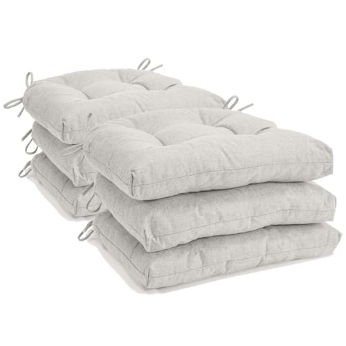 Chair Cushions for Dining Chairs Set of 6, Non Slip Indoor Kitchen Chair Cushions with Ties, Tufted Memory Foam Seat Chair Pads, 17" x 16" x 3", Cream - color: Cream, size: Pack of 6