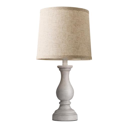 Seealle Farmhouse Table Lamps - 22" Rustic Lamp for Bedroom Living Room, Boho Bedside Lamps for Night Stands End Table Office Desk Lamp Nightstand with Linen Shades(Single) - color: G. Single Antique Grey
