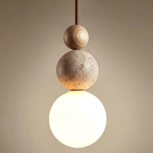 Modern Indoor Pendant Light Natural Stone Spherical Hanging Light Frosted White Glass Suspension Pendant Lamp for Bedside Restaurant Kitchen Island Aisle Bar Club Chandelier - color: Yellow